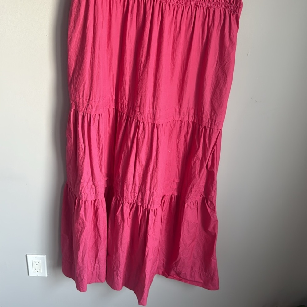 Quince Hot Pink Short-Sleeve Tiered Maxi Dress - Picture 4 of 13